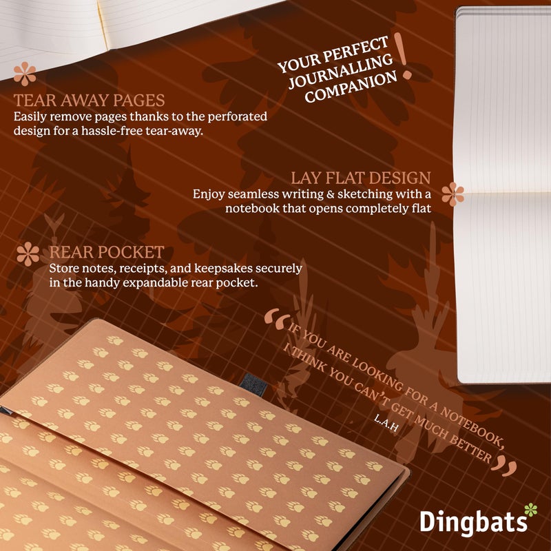 Dingbats* Notebooks Dingbats* - Wildlife Dotted Extra Large A4 Notebook - PU Leather Hardcover Journal for Work, Writing - Pocket, Elastic Closure, Pen Holder, Bookmark - Image 5